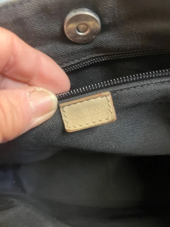 Project Burberry Beige Plaid Canvas Tote with Black Handles - Picture 6 of 11